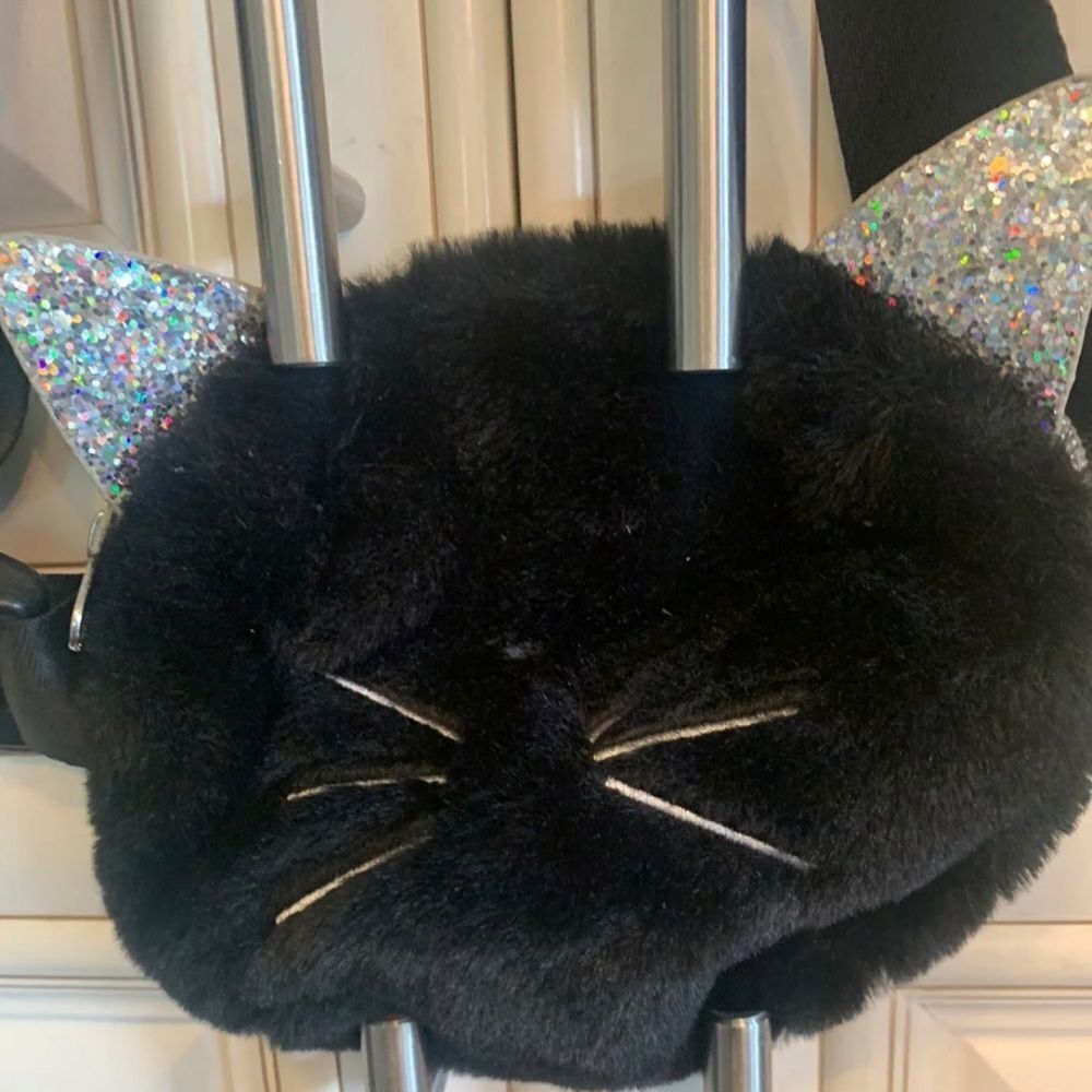 Target Black faux fur adjustable Cat Fanny pack